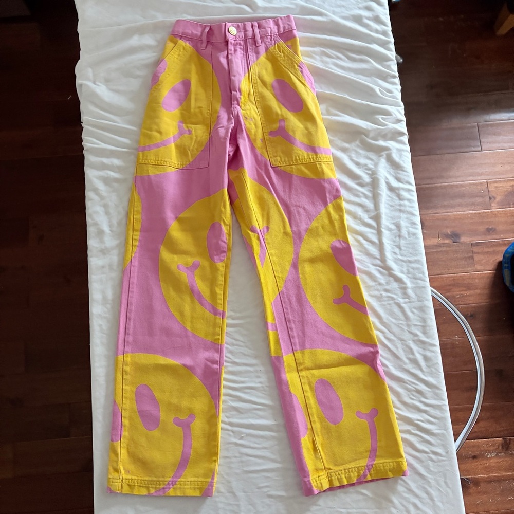 Big Bud Press Smiley Face Pants - Pink & Yellow - Picture 2 of 5